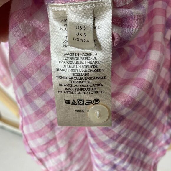 Anthropologie Pilcro Letterpress Cate Gingham Purple Tie Dye Button Down Shirt - Picture 7 of 8